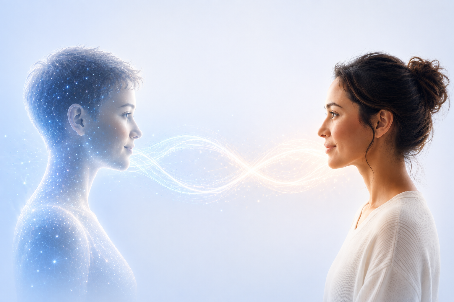 A person in conversation with their ContinuMe companion
